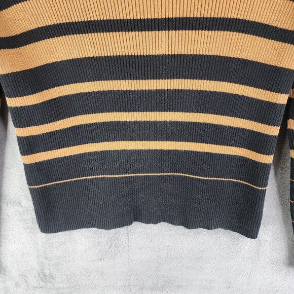 Womens Nine & Company Turtleneck Sweater Camel & Black Striped Long Sleeve M - Picture 3 of 10